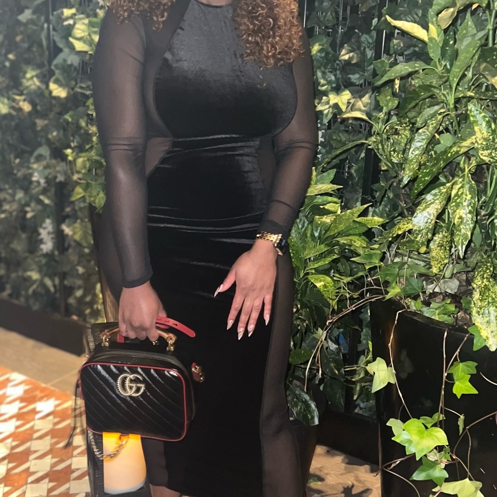 Sexy Velvet & Mesh black dress
